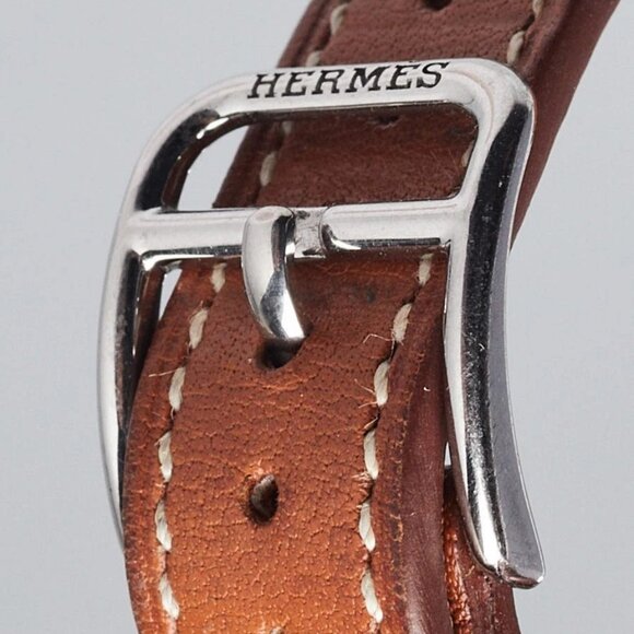 Hermes Gold Swift Leather Stainless Steel Kelly PM Quartz Watch KE1.210 - Picture 5 of 10